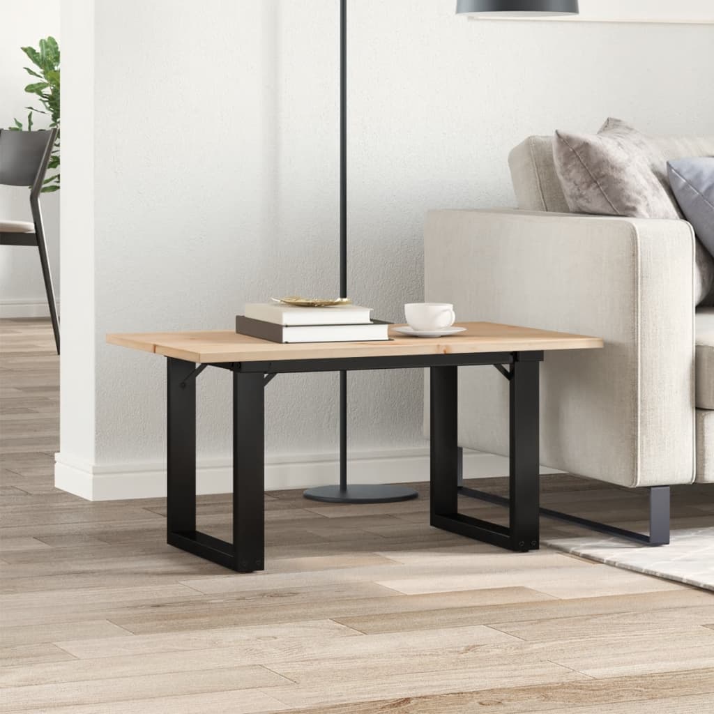 vidaXL Coffee Table O-Frame 80x50x40 cm Solid Wood Pine and Steel 3
