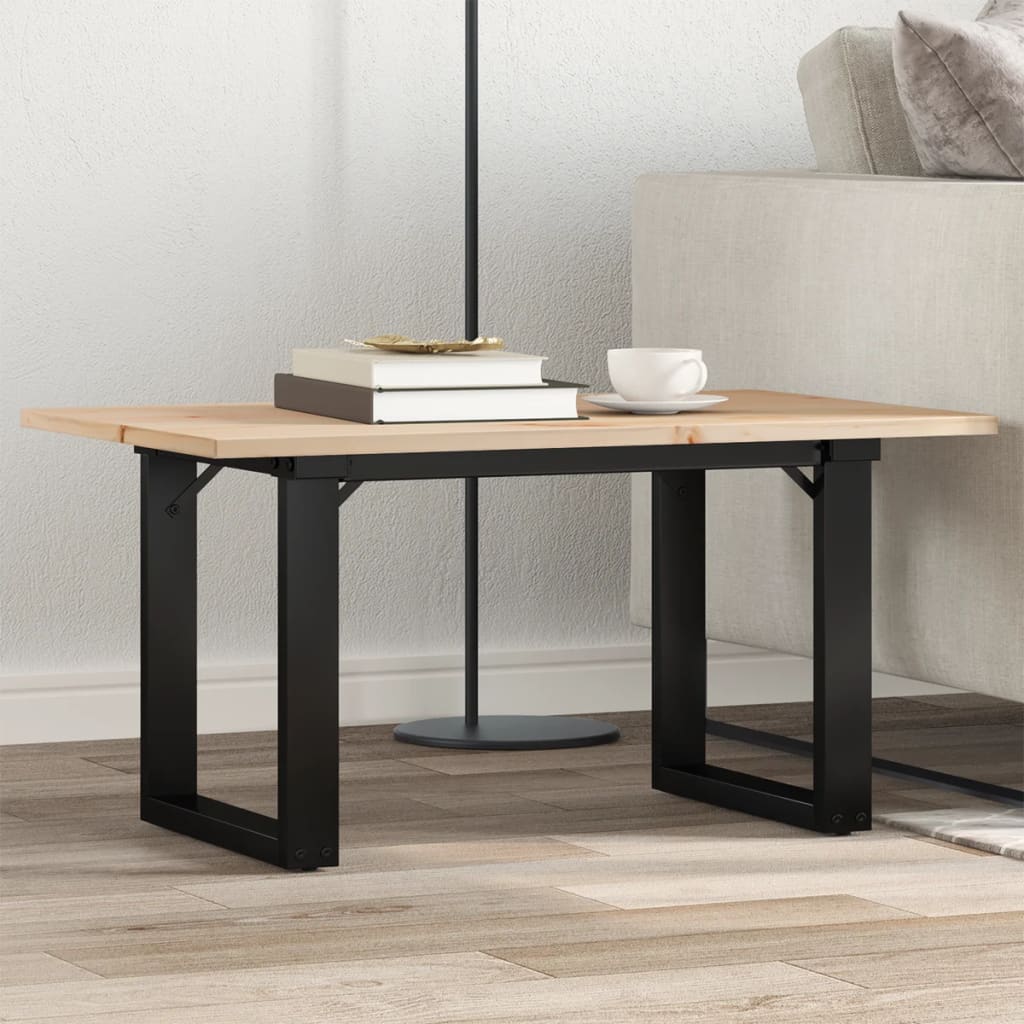 vidaXL Coffee Table O-Frame 80x50x40 cm Solid Wood Pine and Steel 1