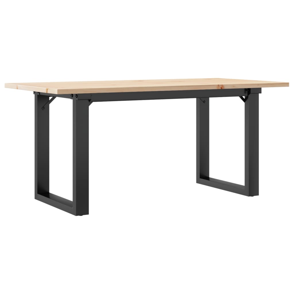 vidaXL Coffee Table O-Frame 100x50x45 cm Solid Wood Pine and Steel 2