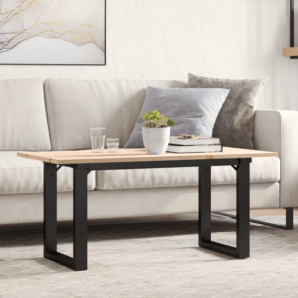 vidaXL Coffee Table O-Frame 100x50x45 cm Solid Wood Pine and Steel 1