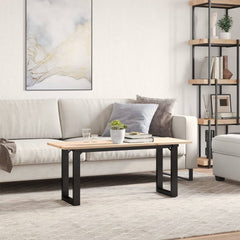 vidaXL Coffee Table O-Frame 110x40x45 cm Solid Wood Pine and Steel 3