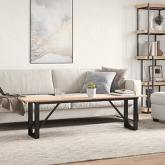vidaXL Coffee Table O-Frame 160x40x45 cm Solid Wood Pine and Steel 3