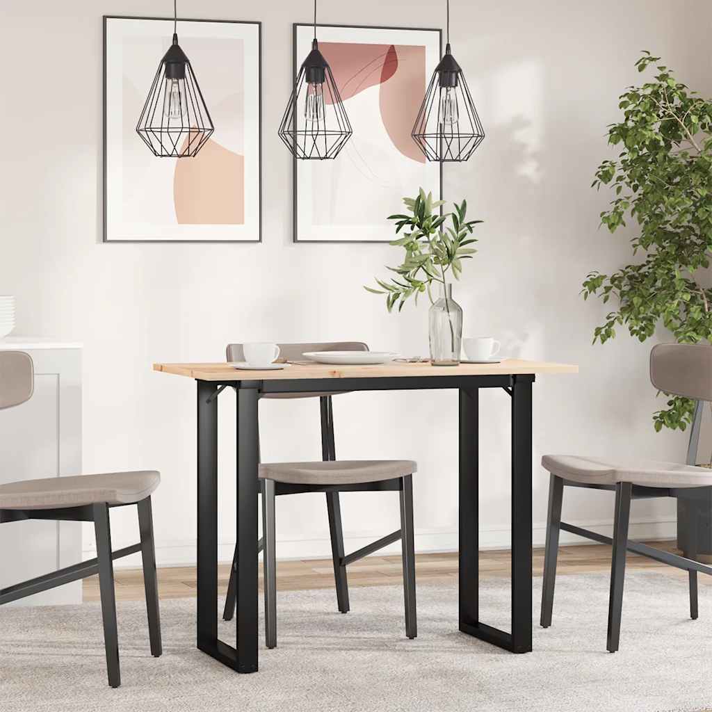 vidaXL Dining Table O-Frame 100x50x75 cm Solid Wood Pine and Steel 3