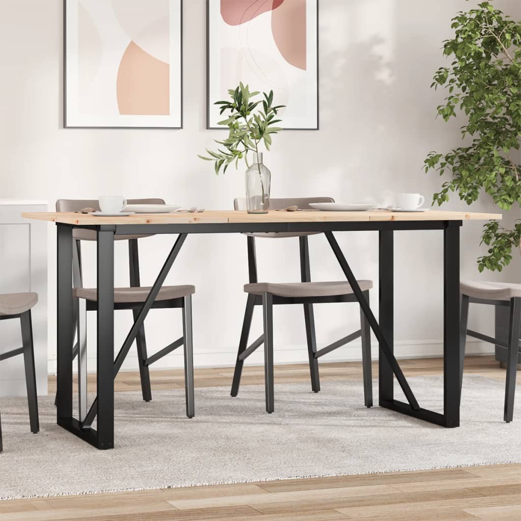 vidaXL Dining Table O-Frame 140x80x75 cm Solid Wood Pine and Steel 1