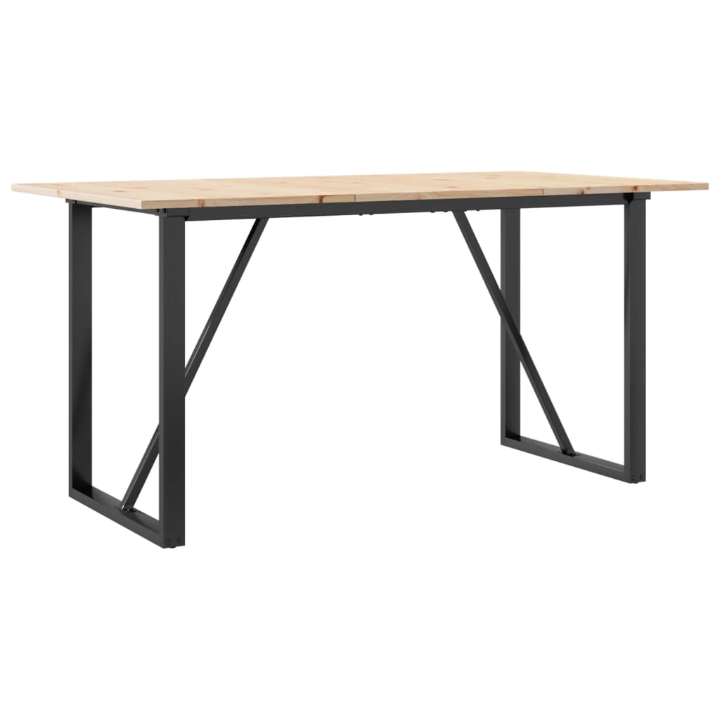 vidaXL Dining Table O-Frame 160x80x75 cm Solid Wood Pine and Steel 2