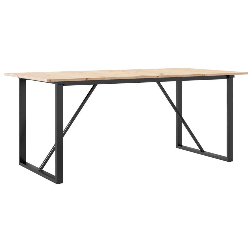 vidaXL Dining Table O-Frame 180x90x75 cm Solid Wood Pine and Steel 2