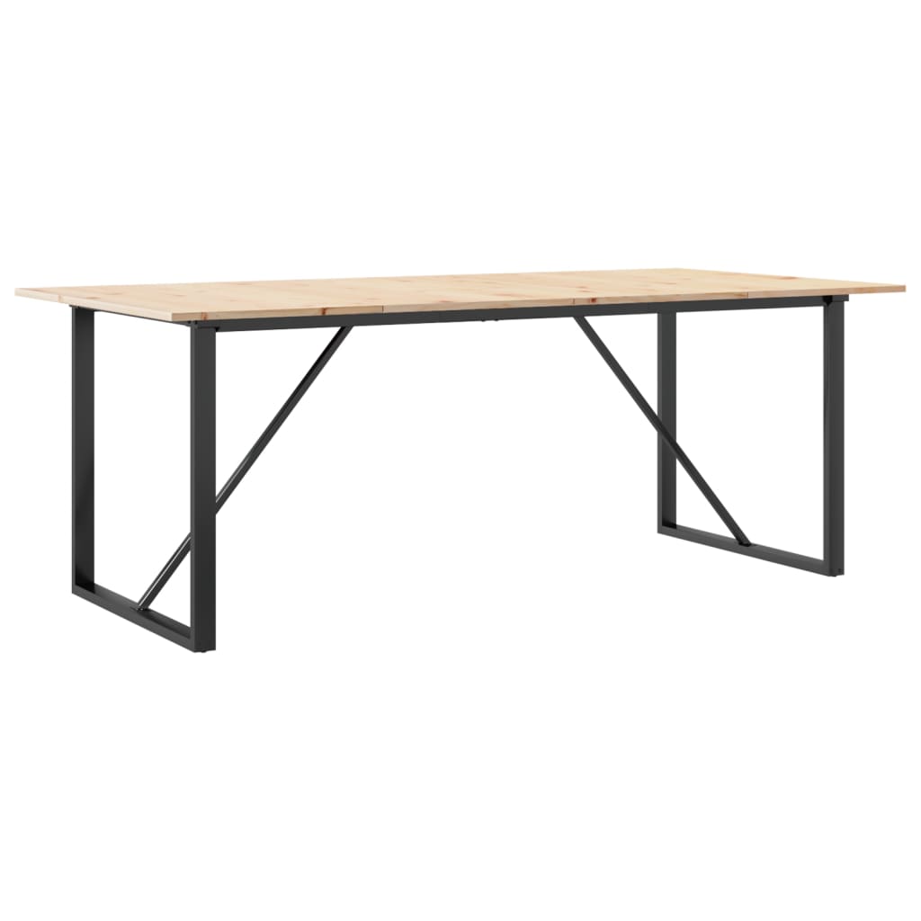 vidaXL Dining Table O-Frame 200x100x75 cm Solid Wood Pine and Steel 2