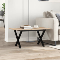 vidaXL Coffee Table X-Frame 80x50x40 cm Solid Wood Pine and Steel 3