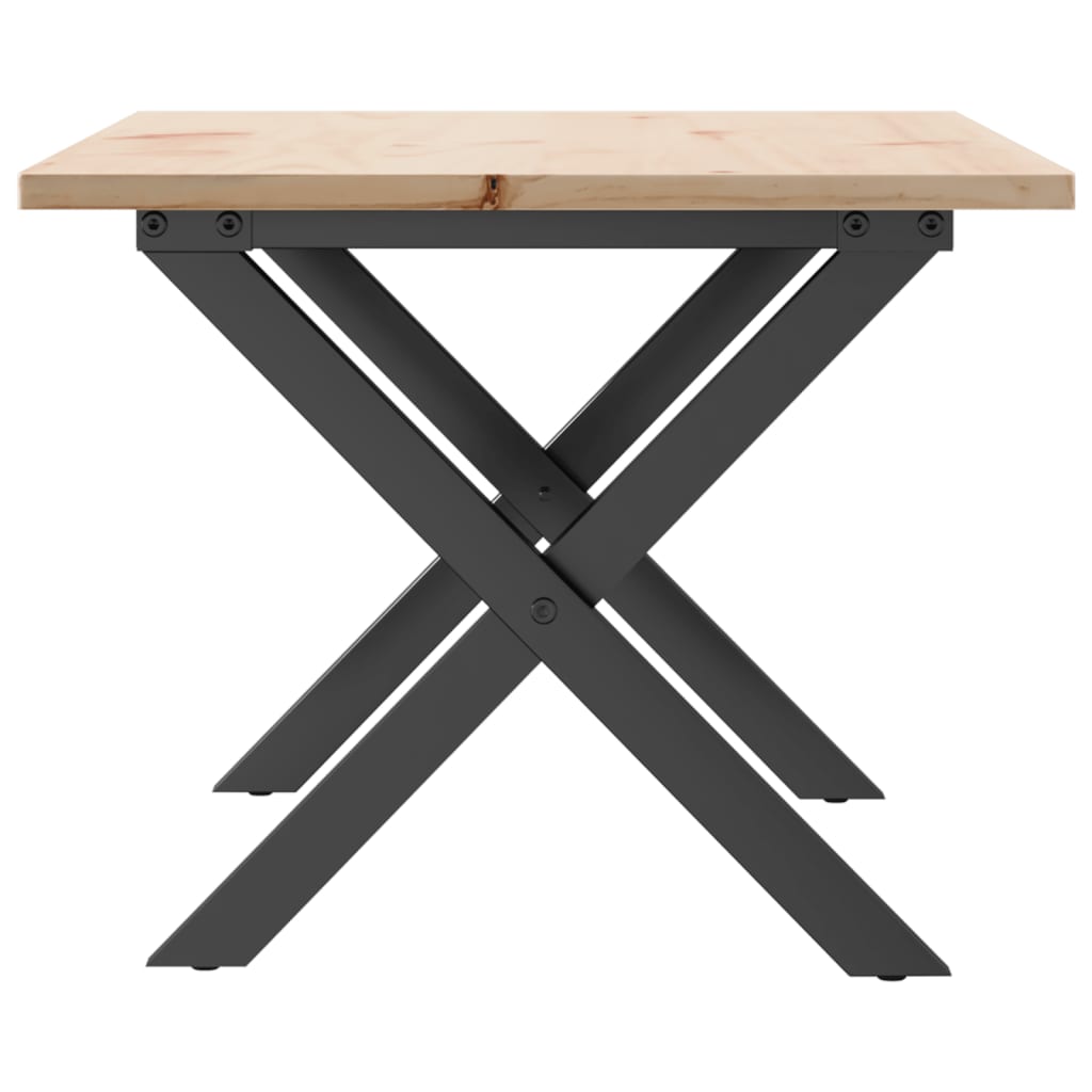 vidaXL Coffee Table X-Frame 80x50x40 cm Solid Wood Pine and Steel 5