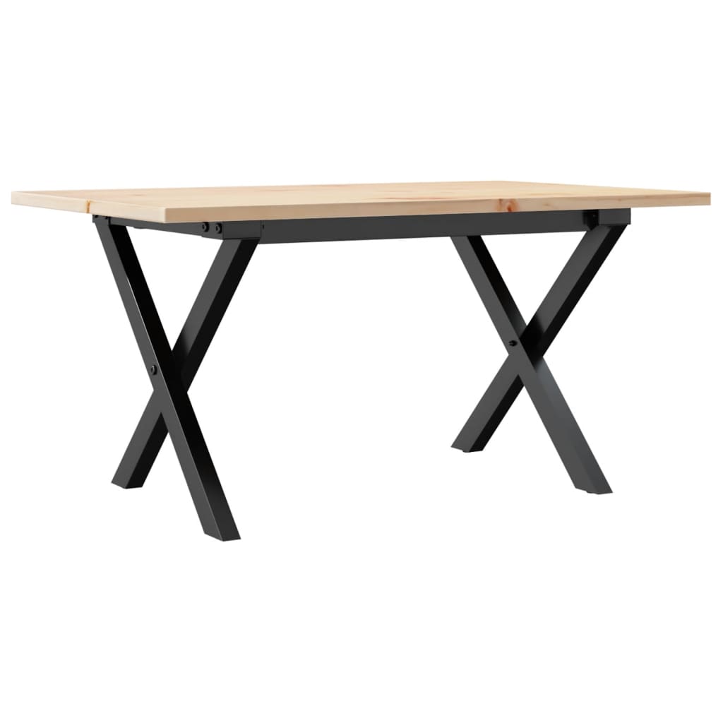 vidaXL Coffee Table X-Frame 80x50x40 cm Solid Wood Pine and Steel 6