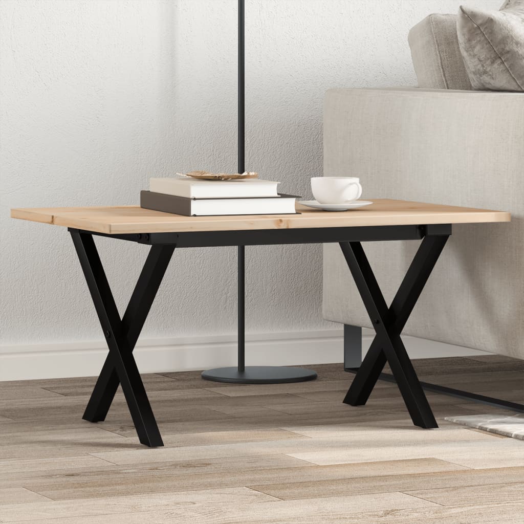 vidaXL Coffee Table X-Frame 80x50x40 cm Solid Wood Pine and Steel 1