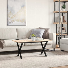 vidaXL Coffee Table X-Frame 90x40x45 cm Solid Wood Pine and Steel 3