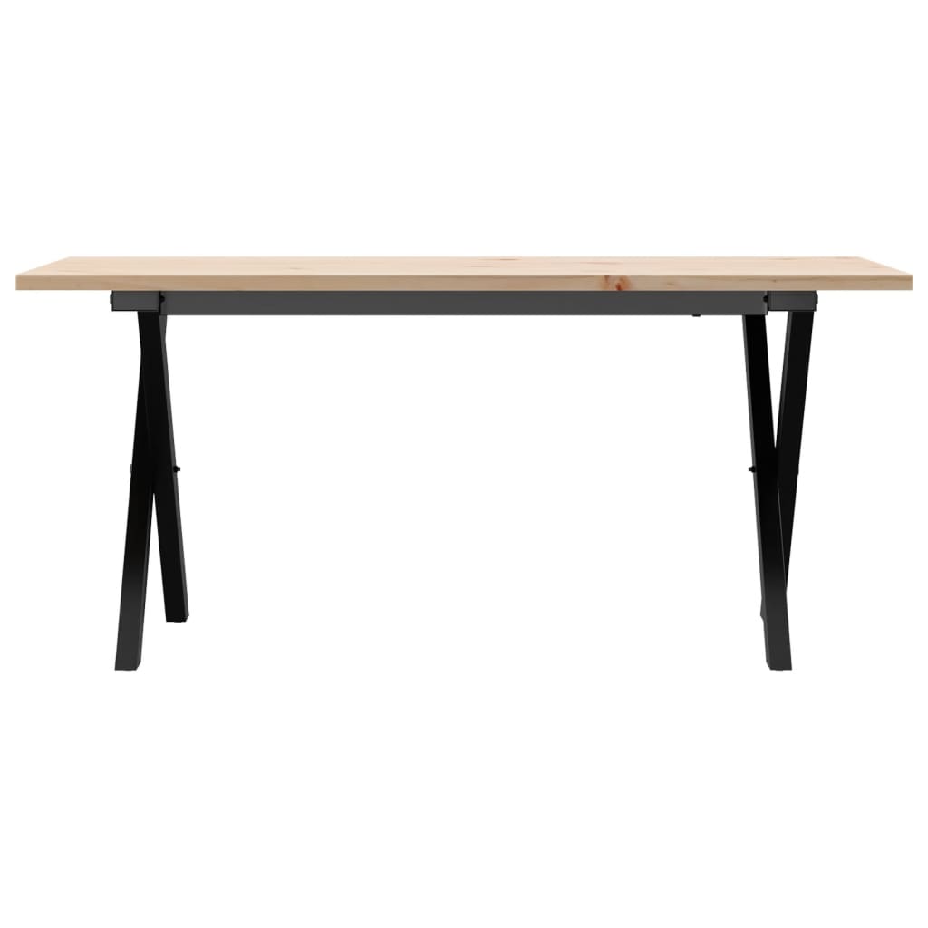 vidaXL Coffee Table X-Frame 100x50x45 cm Solid Wood Pine and Steel 4