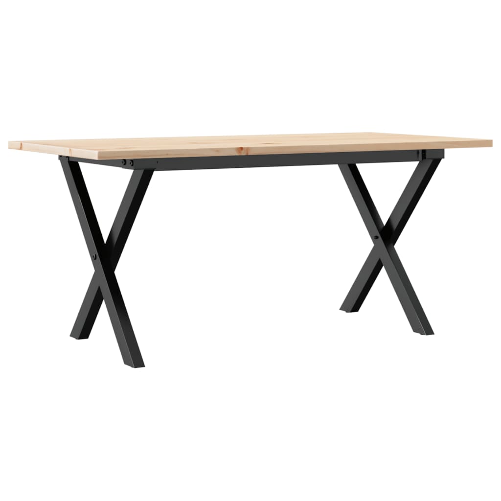 vidaXL Coffee Table X-Frame 100x50x45 cm Solid Wood Pine and Steel 6