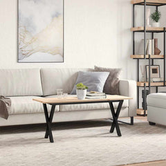 vidaXL Coffee Table X-Frame 110x40x45 cm Solid Wood Pine and Steel 3