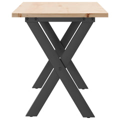 vidaXL Coffee Table X-Frame 110x40x45 cm Solid Wood Pine and Steel 5