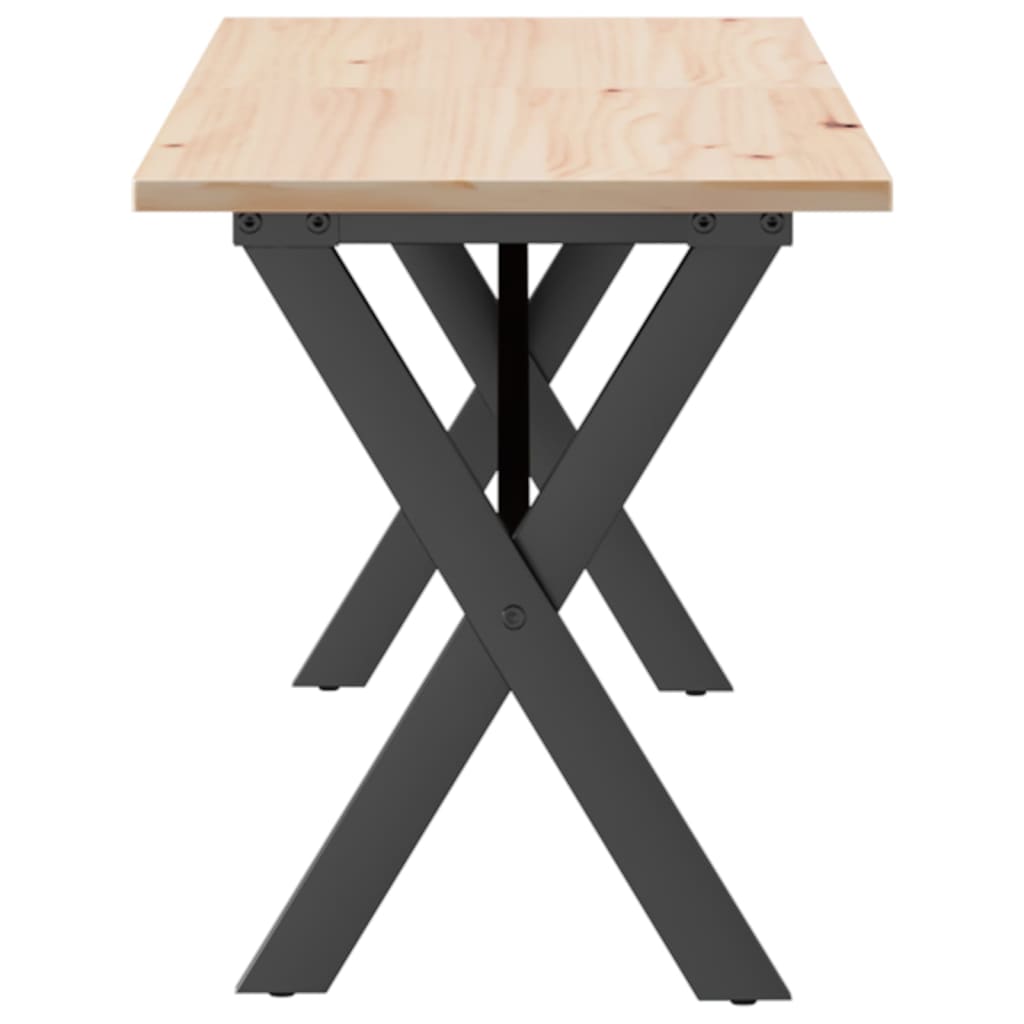 vidaXL Coffee Table X-Frame 160x40x45 cm Solid Wood Pine and Steel 5