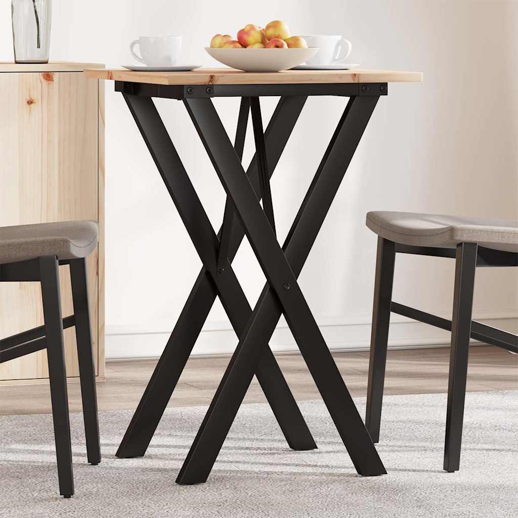 vidaXL Dining Table X-Frame 50x50x75 cm Solid Wood Pine and Steel 1