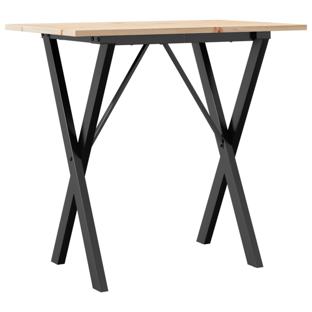 vidaXL Dining Table X-Frame 80x50x75 cm Solid Wood Pine and Steel 2