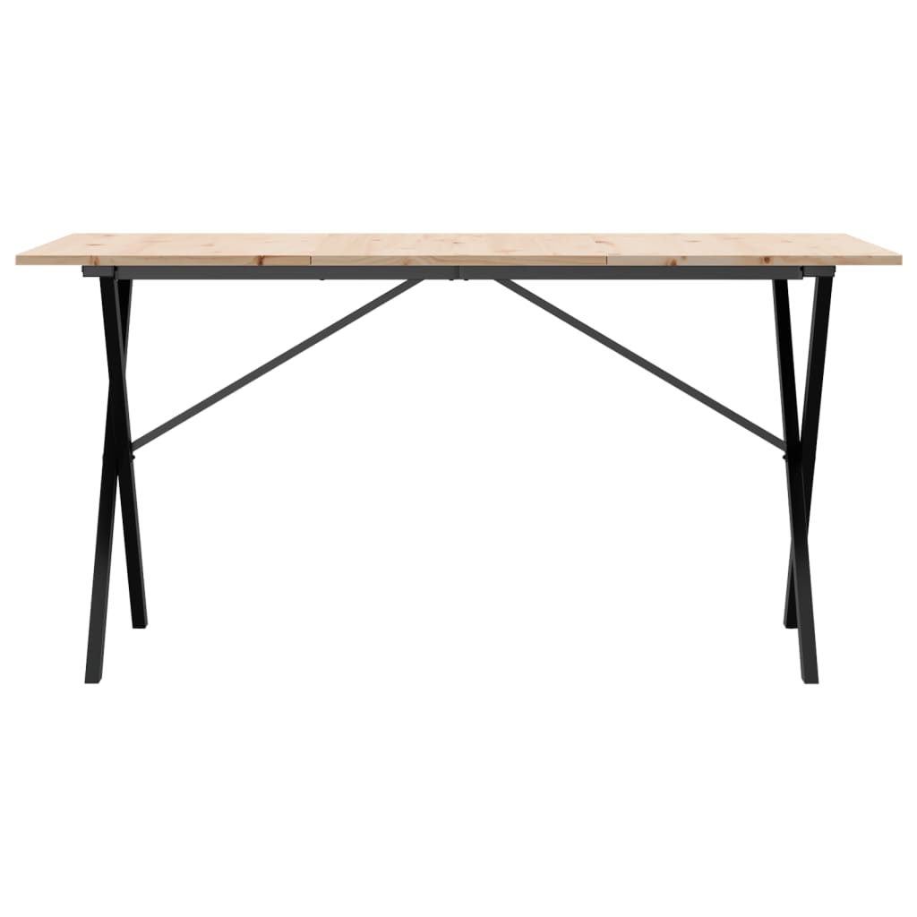 vidaXL Dining Table X-Frame 160x80x75 cm Solid Wood Pine and Steel 4