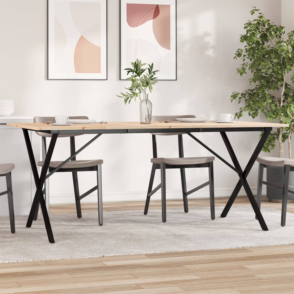 vidaXL Dining Table X-Frame 180x90x75 cm Solid Wood Pine and Steel 1
