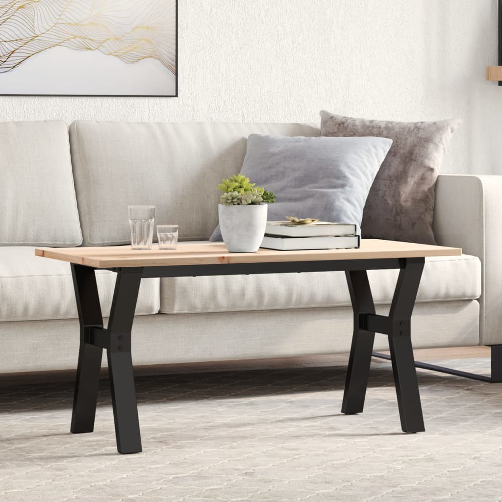 vidaXL Coffee Table Y-Frame 100x50x45 cm Solid Wood Pine and Steel 1