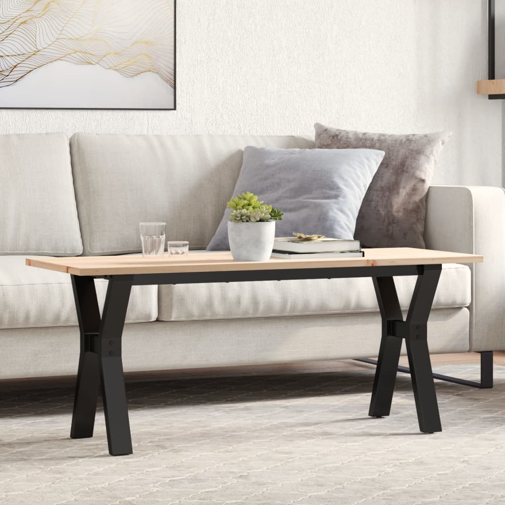 vidaXL Coffee Table Y-Frame 110x40x45 cm Solid Wood Pine and Steel 1
