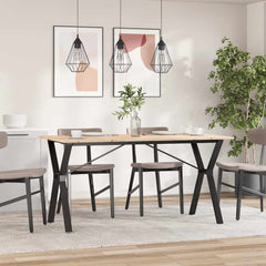 vidaXL Dining Table Y-Frame 140x80x75 cm Solid Wood Pine and Steel 3