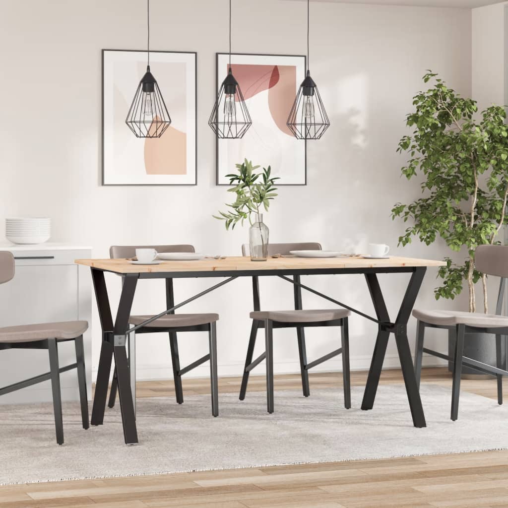 vidaXL Dining Table Y-Frame 160x80x75 cm Solid Wood Pine and Steel 3