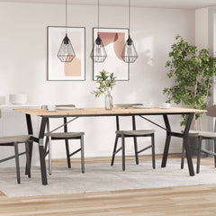 vidaXL Dining Table Y-Frame 200x100x75 cm Solid Wood Pine and Steel 3