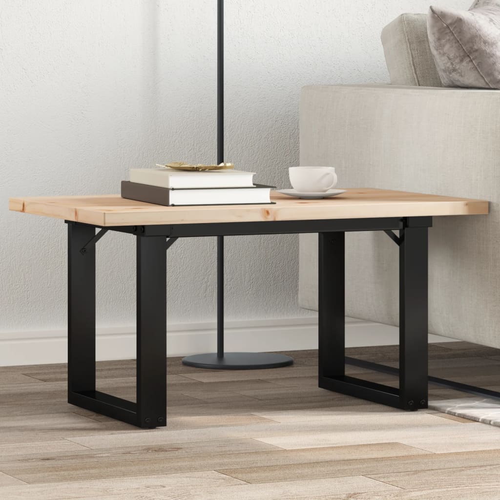 vidaXL Coffee Table O-Frame 80x50x40.5 cm Solid Wood Pine and Steel 1