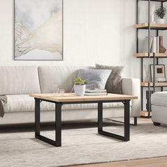 vidaXL Coffee Table O-Frame 80x80x45.5 cm Solid Wood Pine and Steel 3