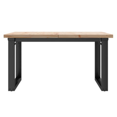 vidaXL Coffee Table O-Frame 80x80x45.5 cm Solid Wood Pine and Steel 4