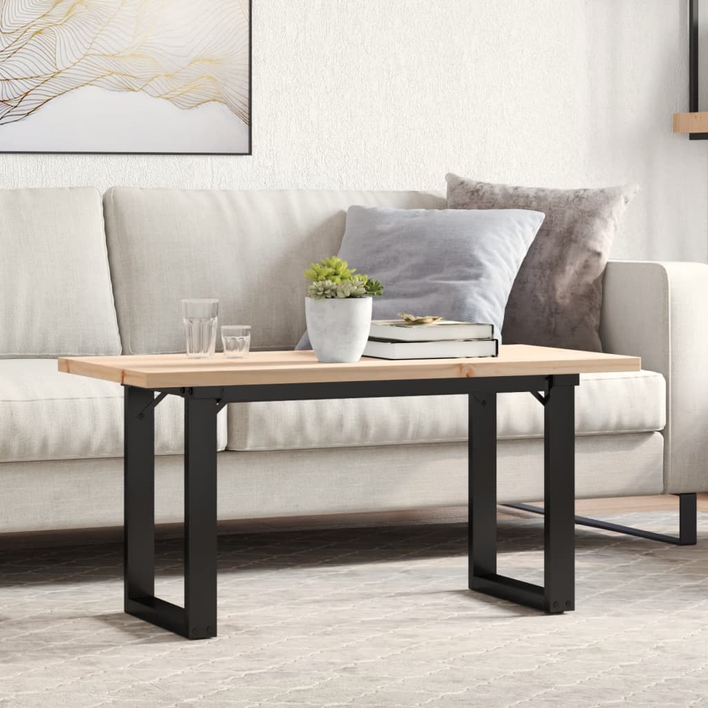 vidaXL Coffee Table O-Frame 90x40x45.5 cm Solid Wood Pine and Steel 1