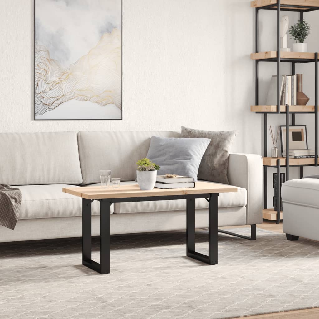 vidaXL Coffee Table O-Frame 100x50x45.5 cm Solid Wood Pine and Steel 3