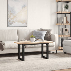 vidaXL Coffee Table O-Frame 100x50x45.5 cm Solid Wood Pine and Steel 3