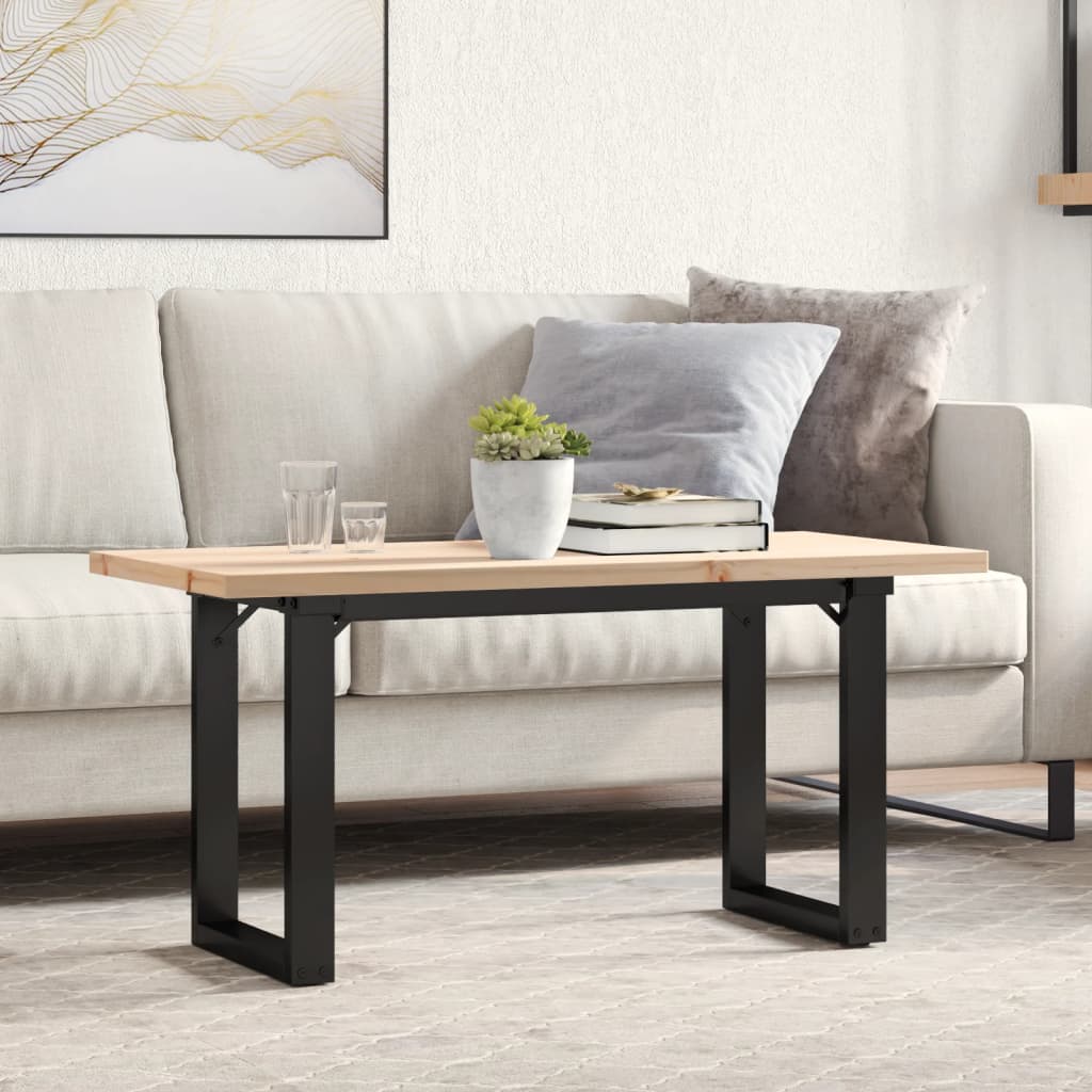 vidaXL Coffee Table O-Frame 100x50x45.5 cm Solid Wood Pine and Steel 1