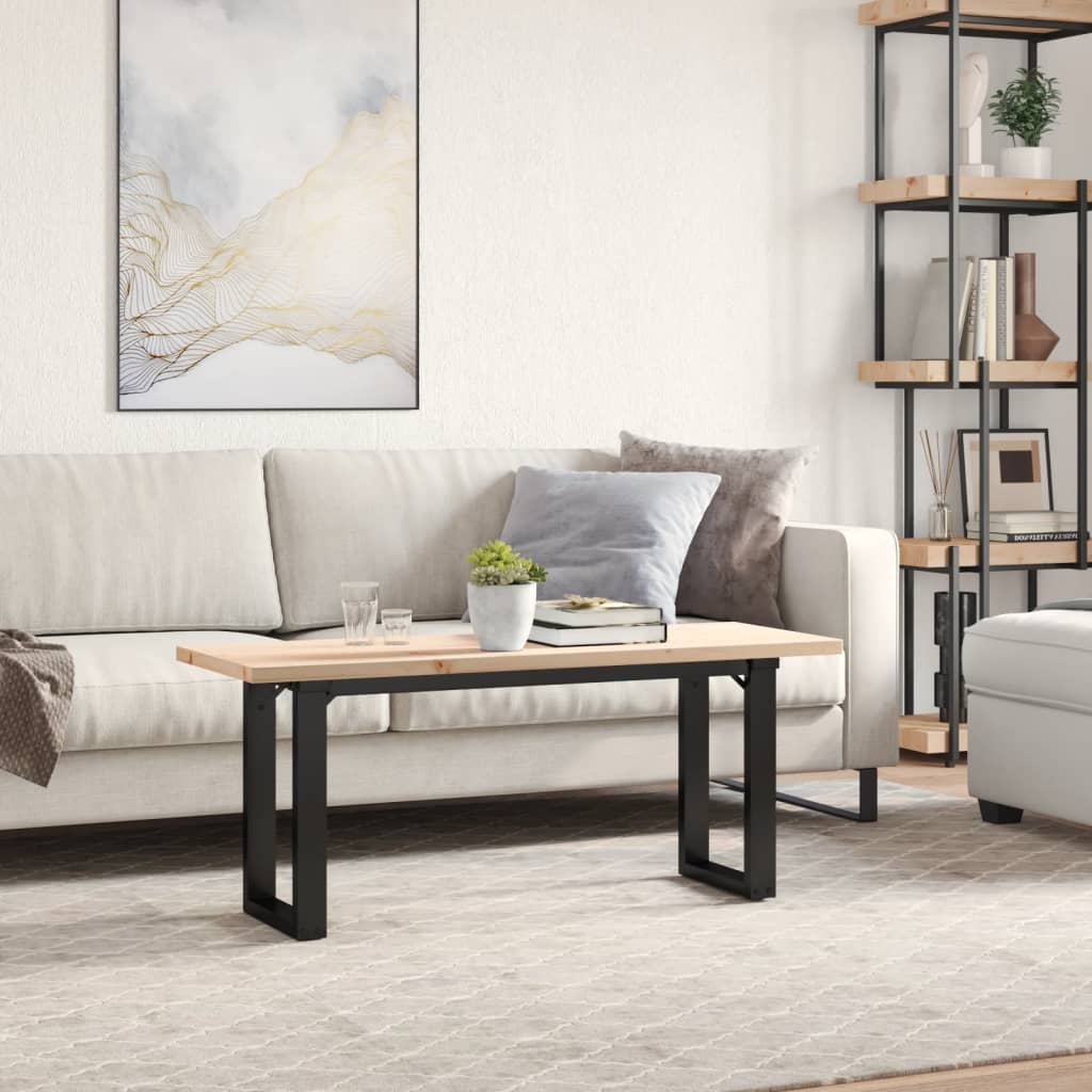 vidaXL Coffee Table O-Frame 110x40x45.5 cm Solid Wood Pine and Steel 3