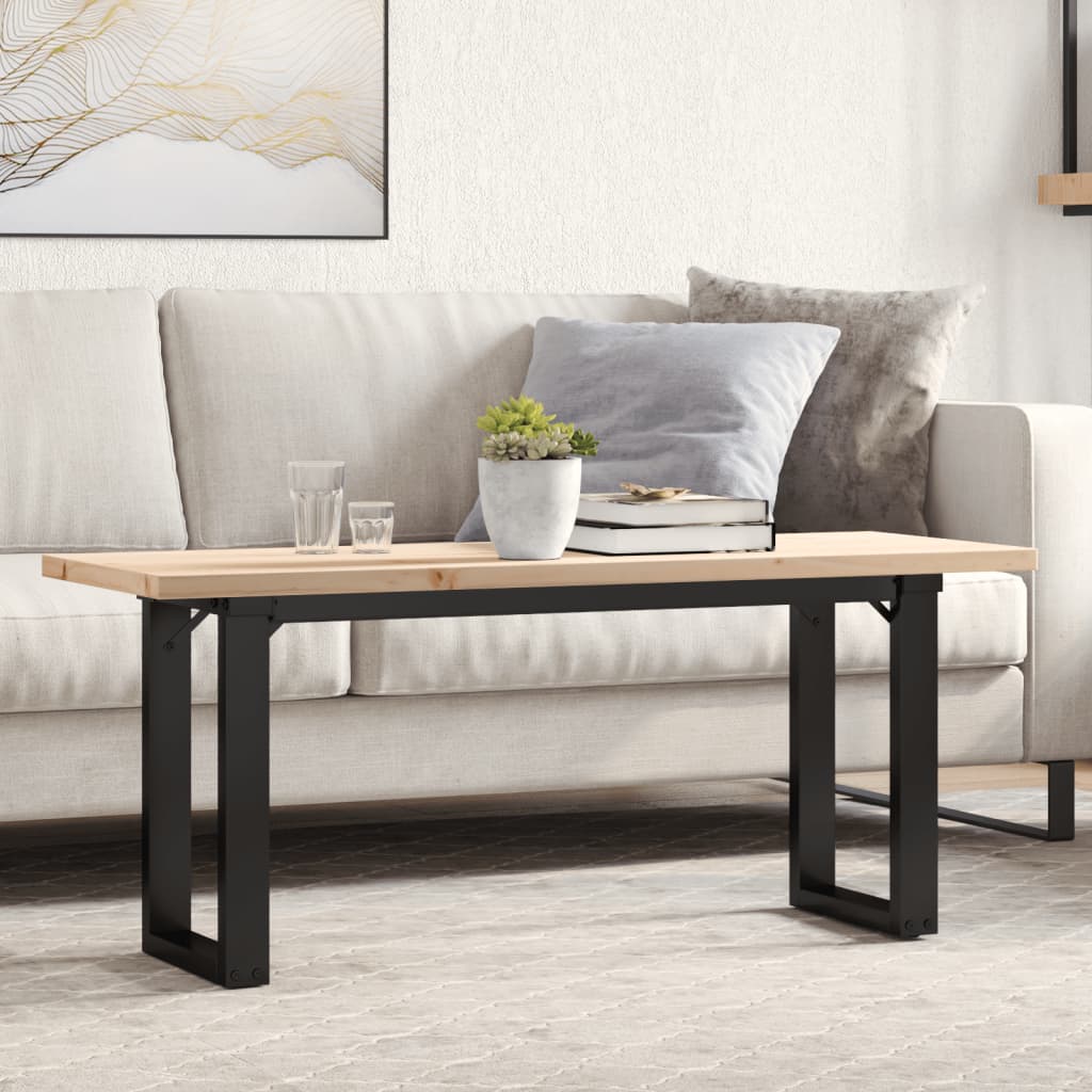 vidaXL Coffee Table O-Frame 110x40x45.5 cm Solid Wood Pine and Steel 1