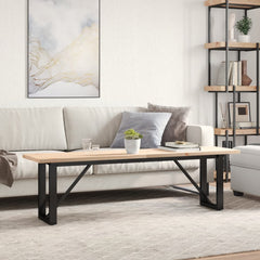 vidaXL Coffee Table O-Frame 160x40x45.5 cm Solid Wood Pine and Steel 3