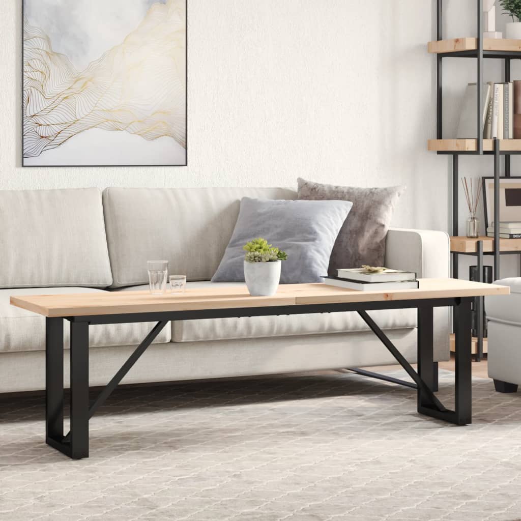 vidaXL Coffee Table O-Frame 160x40x45.5 cm Solid Wood Pine and Steel 1