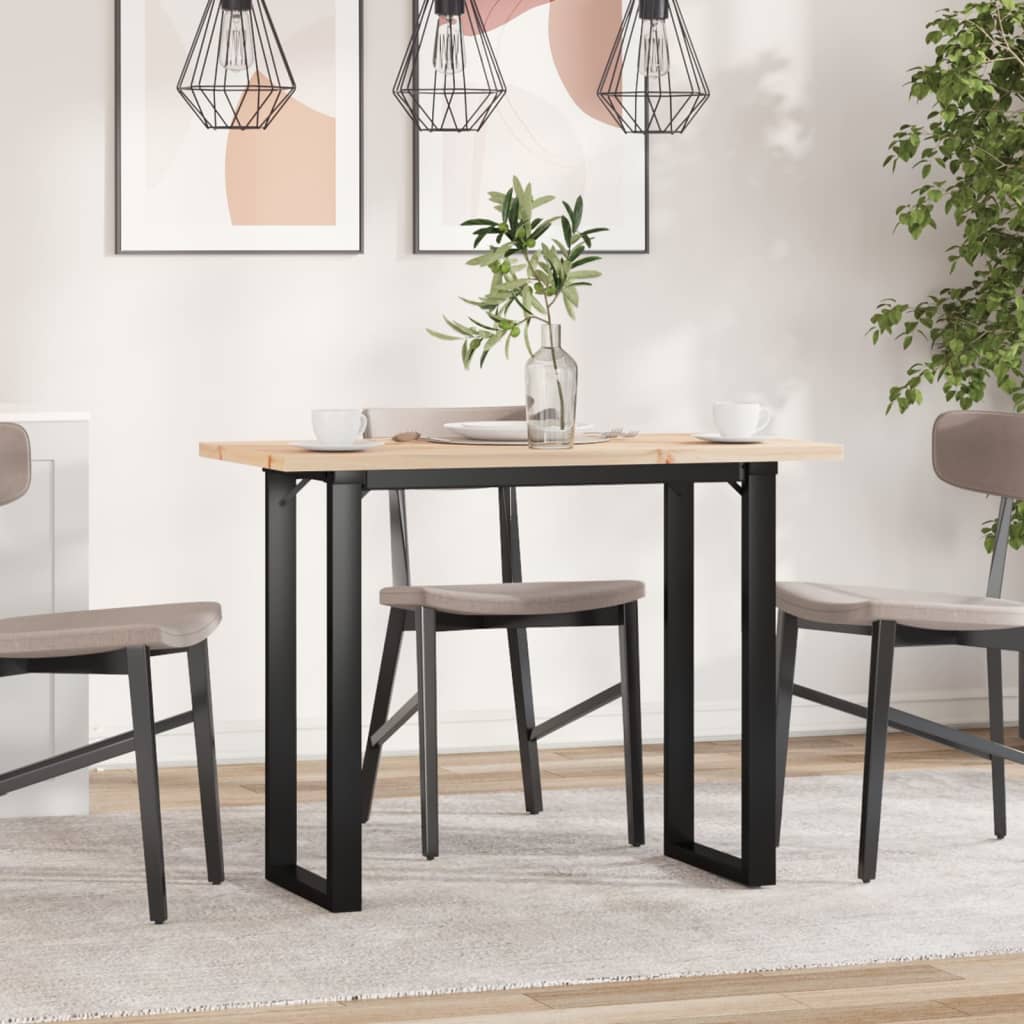 vidaXL Dining Table O-Frame 100x50x75.5 cm Solid Wood Pine and Steel 3