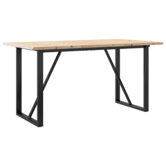 vidaXL Dining Table O-Frame 140x80x75.5 cm Solid Wood Pine and Steel 2