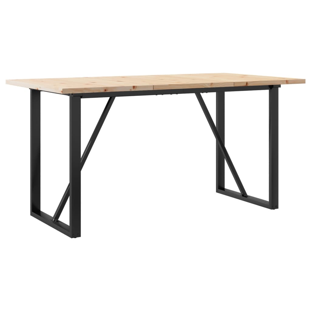 vidaXL Dining Table O-Frame 160x80x75.5 cm Solid Wood Pine and Steel 2