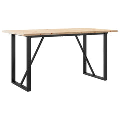 vidaXL Dining Table O-Frame 160x80x75.5 cm Solid Wood Pine and Steel 2