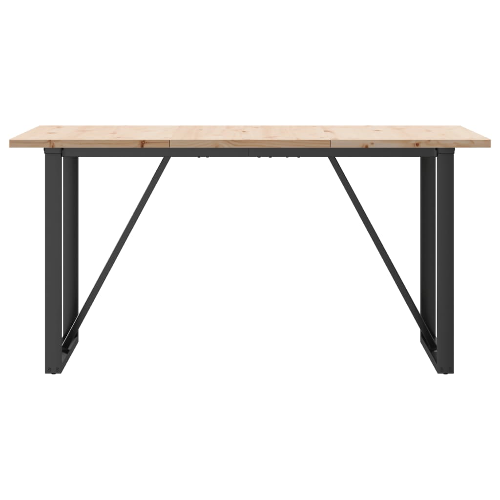 vidaXL Dining Table O-Frame 160x80x75.5 cm Solid Wood Pine and Steel 4