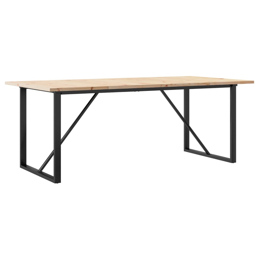 vidaXL Dining Table O-Frame 200x100x75.5 cm Solid Wood Pine and Steel 2