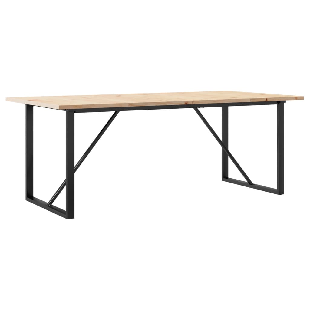vidaXL Dining Table O-Frame 200x100x75.5 cm Solid Wood Pine and Steel 6