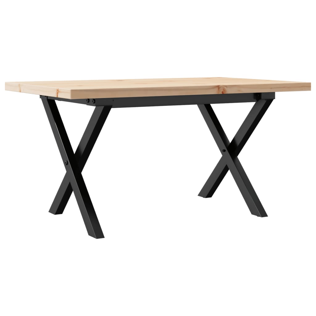 vidaXL Coffee Table X-Frame 80x50x40.5 cm Solid Wood Pine and Steel 2