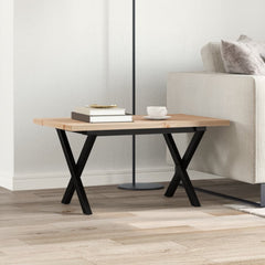vidaXL Coffee Table X-Frame 80x50x40.5 cm Solid Wood Pine and Steel 3